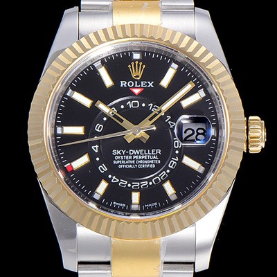 SA급 로렉스남성용 스카이더웰러 오이스터퍼페츄얼 39미리 18K 옐루골드 투톤콤비 오토매틱 블랙다이얼 ROL40446 xx