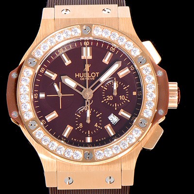 SA급 휴블렛남성용 빅뱅 크로노그래프 44미리 18K로즈골드 다이아몬드우레탄 오토매틱 블랙다이얼 HUB10256 xx