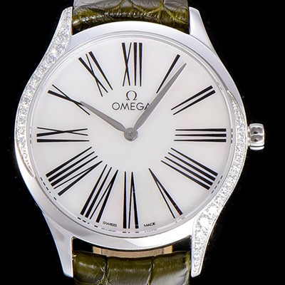 SA급 오메가여성용 드빌 스틸 트레저 다이아몬드 36미리 쿼츠 화이트 다이얼 OMG79077 xx