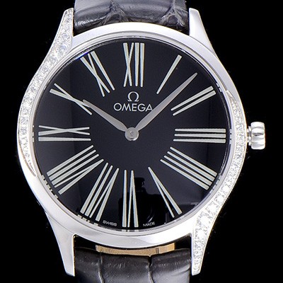 SA급 오메가여성용 드빌 스틸 트레저 다이아몬드 36미리 쿼츠 블랙다이얼 OMG45332 xx