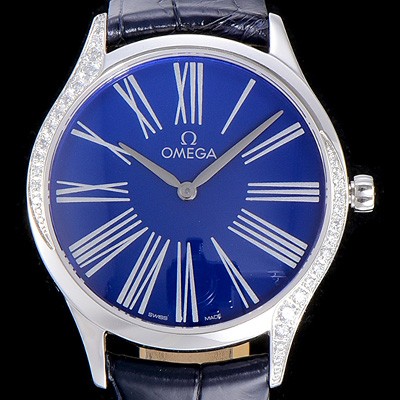 SA급 오메가여성용 드빌 스틸 트레저 다이아몬드 36미리 쿼츠 블루다이얼 OMG86567 xx