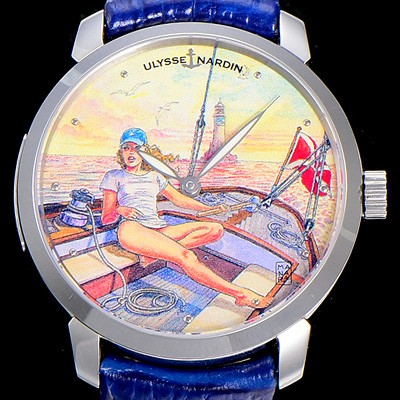 SA급 율리스 나르딘남성용 클라시코 마나라 매뉴팩처 40MM 오토매틱 그림다이얼 ULY63284 xx