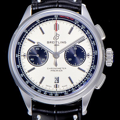SA급 브라이틀링남성용 프리미에르 01 크로노그래프 오토매틱 42mm 화이트다이얼 BRE94925 xx