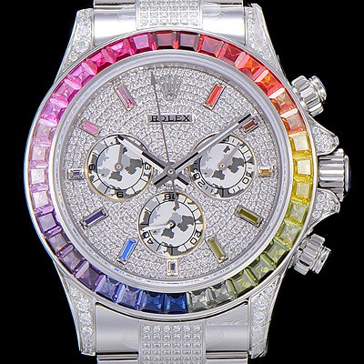 SA급 로렉스남성용 데이토나 오이스터 라인보우 와치 보석/큐빅 세팅 4130타입 무브튜닝 40mm 블랙 다이얼 ROL27036 xx