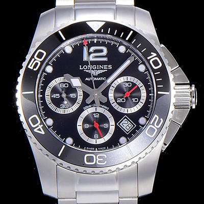 SA급 론진남성용 하이드로콘퀘스트 다이버워치 43mm 크로노그래프 기능 블랙다이얼 LAN58555 xx