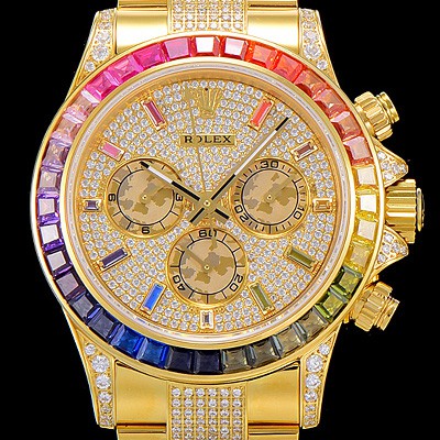 SA급 로렉스남성용 데이토나 오이스터 라인보우 와치 보석/큐빅 세팅 4130타입 무브튜닝 40mm 올금/통금 로즈골드 블랙 다이얼 ROL50490 xx