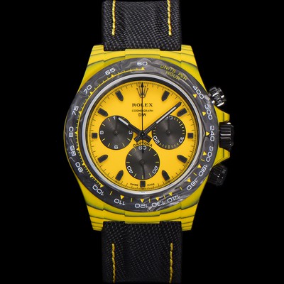 SA급 로렉스 남성용 데이토나 DIW 포지드카본 커스텀 40미리 크로노그래프 오토매틱 Cal.4130 무브먼트 옐로우 다이얼 ROL79835 xx