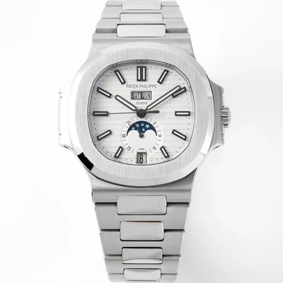 SA급 파텍필립 남성용 노틸러스 5726/1A-010 오토매틱 Cal.324 타입 40미리 문페이즈 메탈줄/밴드 화이트다이얼 PAT75439 xx