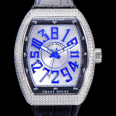 SA급 프랭크뮬러 남성용 뱅가드 오토매틱 CZ02타입 44미리 보석/큐빅 셋팅 가죽줄/스트랩 화이트다이얼 FRA73759 xx