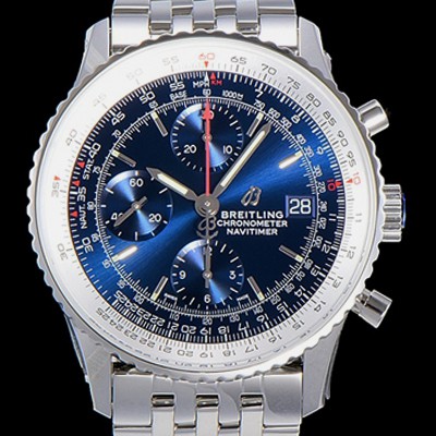 SA급 브라이틀링 남성용 네비타이머 크로노그래프 오토매틱 A7750-2 41미리 메탈시계 블루다이얼 BRE75632 xx