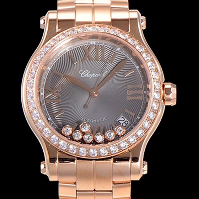 SA급 쇼파드 여성용 해피 스포츠 36미리 오토매틱 ETA2892-2 18K 로즈골드 최상급 쥬얼셋팅 메탈시계 그레이다이얼 CHO73673 xx