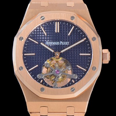 SA급 오데마피게 남성용 로얄오크 Calibre 2924 투어빌론/수동기계식 41미리 금장 18K로즈골드 블랙다이얼 AUD74555 xx