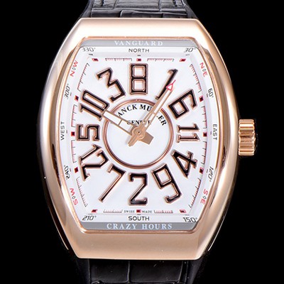 SA급 프랭크뮬러 남성용 뱅가드 오토매틱 CZ02타입 44미리 18K로즈골드 가죽줄/스트랩 화이트다이얼 FRA73813 xx