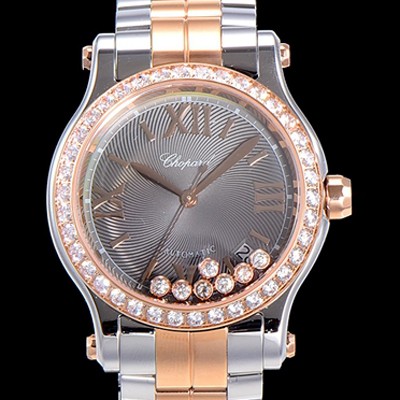 SA급 쇼파드 여성용 해피 스포츠 36미리 오토매틱 ETA2892-2 18K 로즈골드 최상급 쥬얼셋팅 메탈시계 그레이다이얼 CHO73655 xx