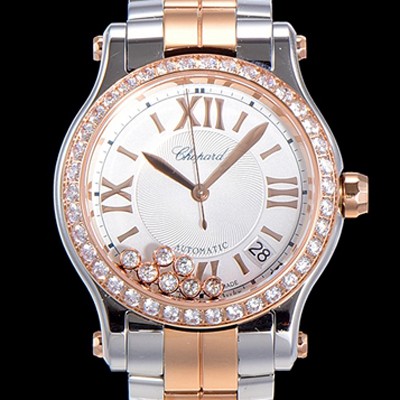 SA급 쇼파드 여성용 해피 스포츠 36미리 오토매틱 ETA2892-2 18K 로즈골드 최상급 쥬얼셋팅 메탈시계 화이트다이얼 CHO73646 xx