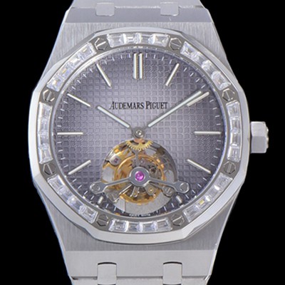 SA급 오데마피게 남성용 로얄오크 Calibre 2924 투어빌론/수동기계식 41미리 다이아몬드 베젤 그레이다이얼 AUD74538 xx