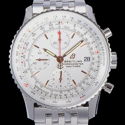 SA급 브라이틀링 남성용 네비타이머 크로노그래프 오토매틱 A7750-2 41미리 메탈시계 화이트다이얼 BRE75641 xx