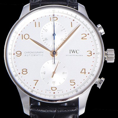 SA급 아이더블유씨 남성용 포르투기즈 IW371604 크로노그래프 오토매틱 Cal.69355 타입 41미리 가죽줄 화이트다이얼 IWC74395 xx