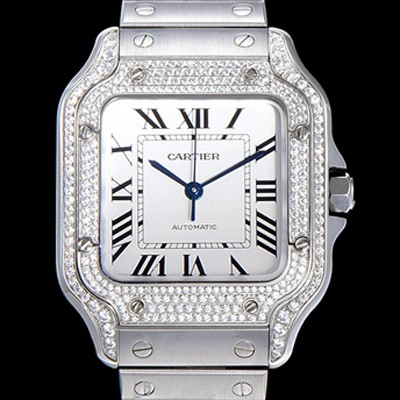 SA급 까르띠에 남성용 산토스 더 까르띠에 WJSA0006 오토매틱 ETA2892-2 보석시계 35.1미리 화이트다이얼 CAR11472 xx