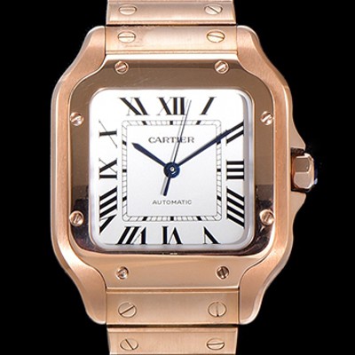 SA급 까르띠에 남성용 산토스 더 까르띠에 WGSA0031 오토매틱 ETA2892-2 금장시계 18K로즈골드 35.1미리 화이트다이얼 CAR11454 xx