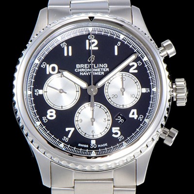 SA급 브라이틀링 남성용 네비타이머 에비에이터 8 오토매틱 크로노그래프 ETA7750-2 타입 43미리 메탈줄 블랙다이얼 BRE75573 xx
