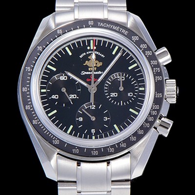 SA급 오메가 남성용 스피드마스터 크로노그래프 아폴로 15 40주년기념 수동형 42미리 메탈줄 블랙다이얼 OMG79532 xx
