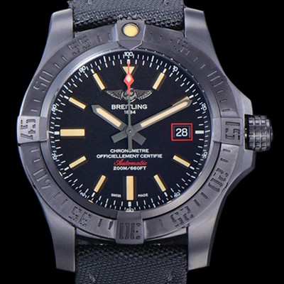 SA급 브라이틀링 남성용 어벤져 블랙브라이드 오토매틱 A2836-2 티타늄캐이스소재 나일론/나토천 44미리 블랙다이얼 BRE75659 xx