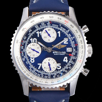 SA급 브라이틀링 남성용 네비타이머 1 크로노그래프 오토매틱 A7750타입 41미리 메탈시계 블루다이얼 BRE75672 xx