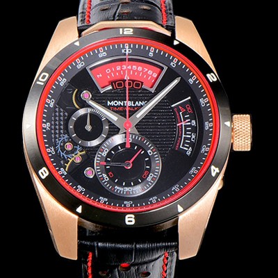 SA급 몽블랑 남성용 타임워커 쿼츠 VK타입 46.4미리 금장 로즈골드 가죽줄 래더스트랩 블랙다이얼 MON71156 xx