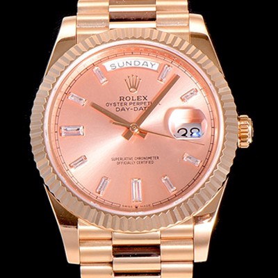 SA급 로렉스 남성용 데이데이트 오토매틱 로즈골드 올금 금장시계 이티애이 2836-2 40미리 핑크다이얼 3열 브레이슬릿 ROL79533 xx