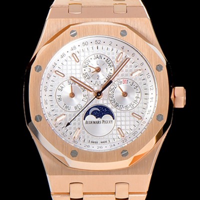SA급 오데마피게 남성용 로얄오크 페퍼츄얼 41미리 로즈골드 금장시계 오토매틱 5134타입 금장 오열 브레이슬릿 문페이즈 화이트다이얼 AUD74452 xx