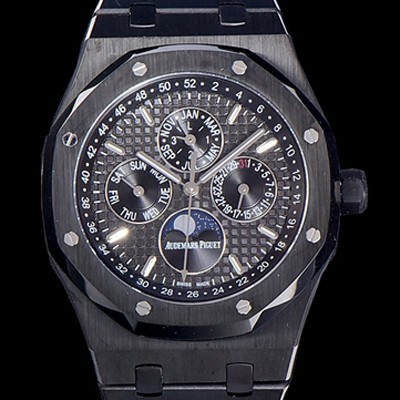 SA급 오데마피게 남성용 로얄오크 페퍼츄얼 41미리 블랙 PVD코팅 오토매틱 5134타입 매탈줄 문페이즈 블랙다이얼 AUD74434 xx