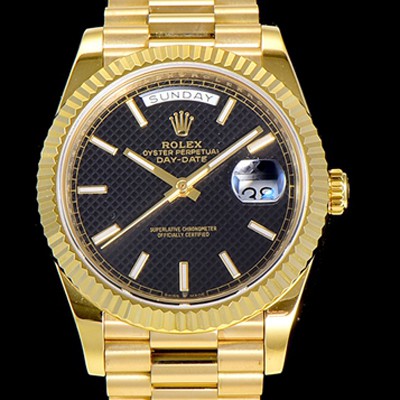SA급 로렉스 남성용 데이데이트 오토매틱 옐루골드 올금 금장시계 이티애이 2836-2 40미리 블랙다이얼 3열 브레이슬릿 ROL79477 xx