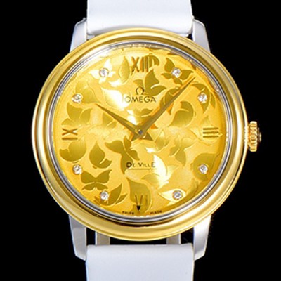 SA급 오메가 여성용 드빌 프레스티지 32.7미리 쿼츠 금장 4061타입 레이디 소가죽줄 골드다이얼 OMG79418 xx