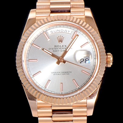 SA급 로렉스 남성용 데이데이트 오토매틱 로즈골드 올금 금장시계 이티애이 2836-2 40미리 화이트 실버다이얼 3열 브레이슬릿 ROL79541 xx