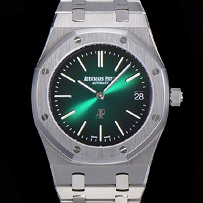 SA급 오데마피게 남성용 로얄오크 점보 엑트라-씬 오토매틱 Cal.2121 타입 39mm 메탈줄 그린다이얼 aud12679 xx
