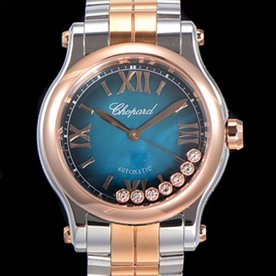 SA급 쇼파드 여성용 해피 스포츠 오토매틱 ETA2892-2 타입 36mm 래이디스/금장시계 18K로즈골드 블루 다이얼 cho45361 xx