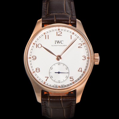 SA급 아이더블유씨 남성용 포르투기즈 IW358306 오토매틱 수정형 82200타입 무브 40.4mm 18K 로즈골드 가죽줄 화이트 다이얼  iwc36970 xx