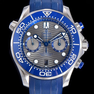 SA급 오메가 남성용 씨마스터 디버 300M 코엑시얼 크로노그래프 P. 9900타입 44mm 러버우레탄밴드 그레이다이얼   omg37845 xx