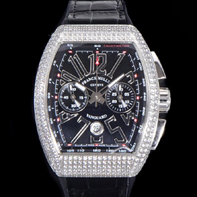 SA급 프랭크뮬러 남성용 뉴 사라토거 오토매틱 크로노그래프 A7750-2타입 44mm 보석/다이아셋팅 가죽줄 블랙다이얼 fra24685 xx