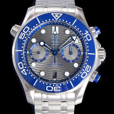 SA급 오메가 남성용 씨마스터 디버 300M 코엑시얼 크로노그래프 P. 9900타입 44mm 메탈줄 그레이다이얼   omg69502 xx