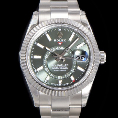 SA급 로렉스 남성용 스카이-더웰러 오이스터 오토매틱 Cal.9002 타입 42mm 메탈줄 그린다이얼 rol5920 xx