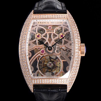 SA급 프랭크뮬러 남성용 그랜드 컴플리케이션 8889 TG SQT BR 수동기계식 투어빌론 55mm  보석/다이아 셋팅 금장시계 가죽시계 스켈래톤 다이얼 fra48923 xx