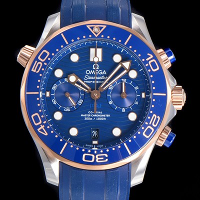 SA급 오메가 남성용 씨마스터 디버 300M 코엑시얼 크로노그래프 P. 9900타입 44mm 러버우레탄밴드 블루다이얼   omg25160 xx