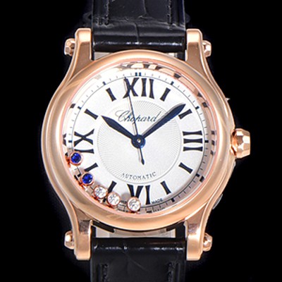 SA급 쇼파드 여성용 해피스포츠 다이아몬드 오토매틱 A2892-2 타입 30mm 금장시계 가죽줄 화이트다이얼 cho70316 xx