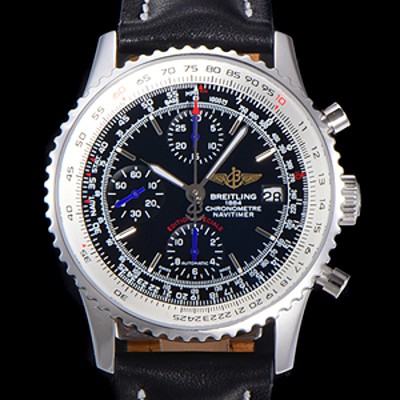 SA급 브라이틀링 남성용 네비타이머 1 크로노그래프 오토매틱 A7750타입 41미리 가죽시계 블랙다이얼 bre64210 xx