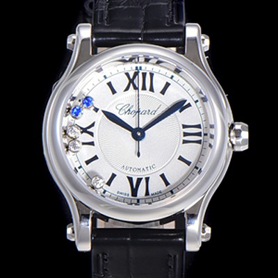 SA급 쇼파드 여성용 해피스포츠 다이아몬드 오토매틱 A2892-2 타입 30mm 가죽줄 화이트다이얼 cho15470 xx