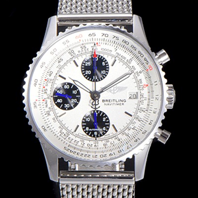 SA급 브라이틀링 남성용 네비타이머 1 크로노그래프 오토매틱 A7750타입 41미리 메탈시계 화이트 다이얼 bre23940 xx