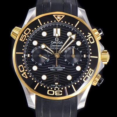 SA급 오메가 남성용 씨마스터 디버 300M 코엑시얼 크로노그래프 P. 9900타입 44mm 러버우레탄밴드 블랙다이얼   omg43782 xx