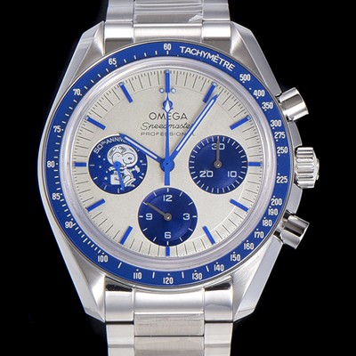 SA급 오메가 남성용 스피더마스터 기념시리즈 실버 스누피 어워드 수동기계식 42mm 메탈줄 화이트다이얼   omg93814 xx